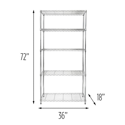 Chrome 5-Tier Adjustable Shelving Unit with 350-lb Shelf Capacity