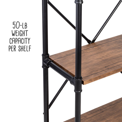Black/Rustic 3-Tier Industrial Bookshelf