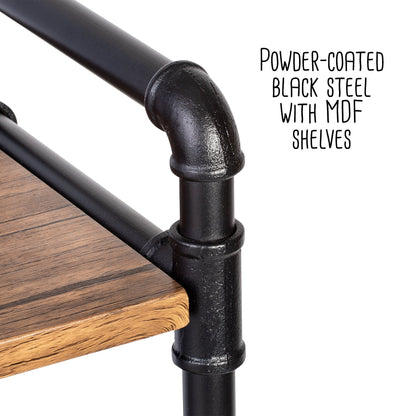 Black/Brown 4-Tier Industrial Bookshelf