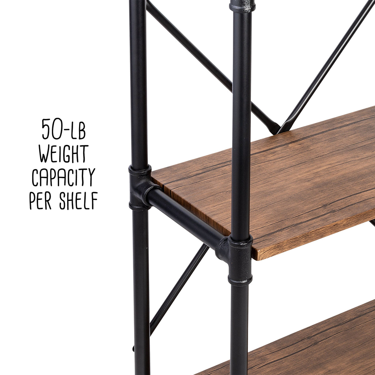 Black/Brown 4-Tier Industrial Bookshelf