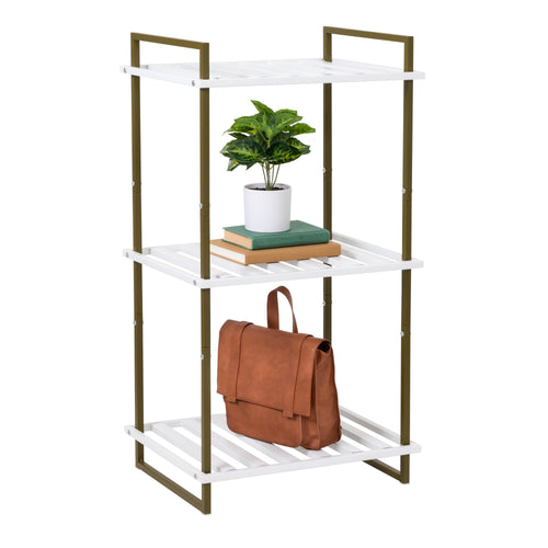 Olive/White 3-Tier Small Metal Shelf