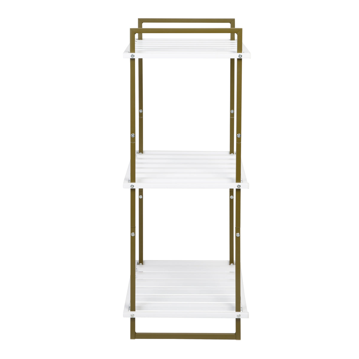 Olive/White 3-Tier Small Metal Shelf