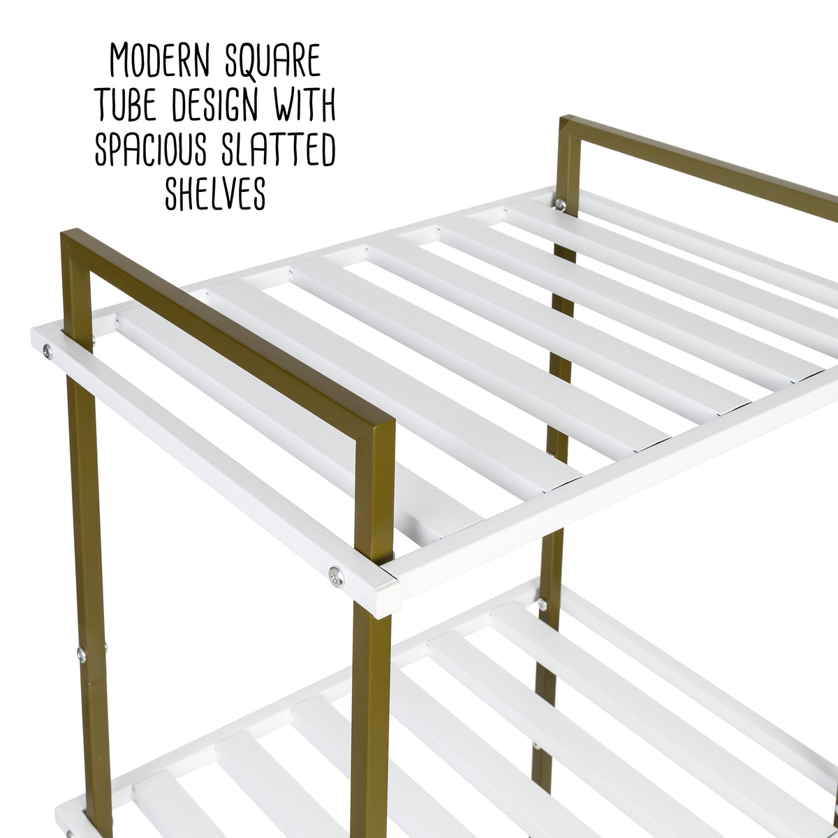 Olive/White 3-Tier Small Metal Shelf
