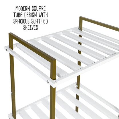 Olive/White 3-Tier Small Metal Shelf
