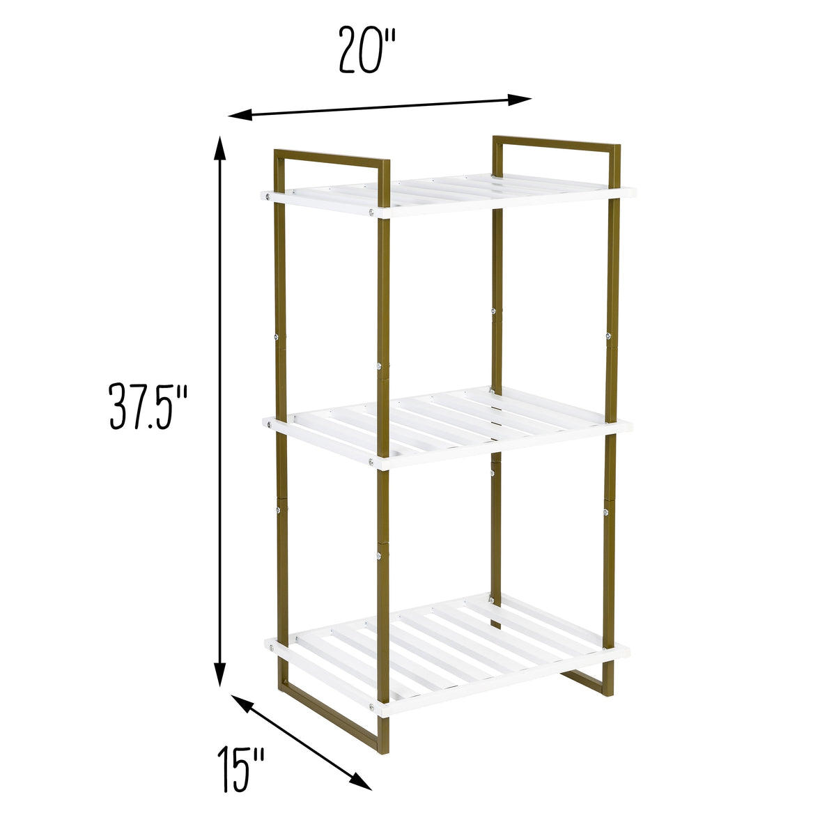 Olive/White 3-Tier Small Metal Shelf