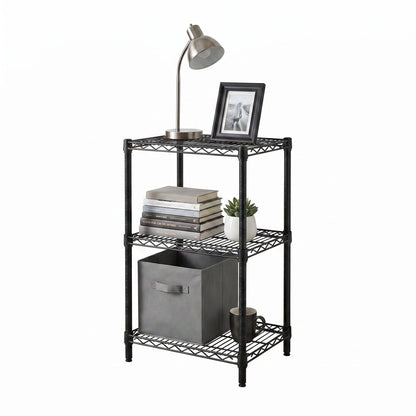 Black 3-Tier Small Adjustable Shelving Unit