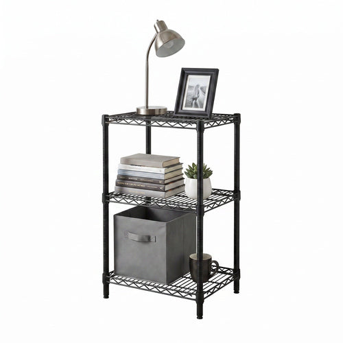 Black 3-Tier Small Adjustable Shelving Unit