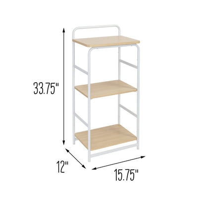 White/Natural 3-Tier Small Wood and Metal Shelf