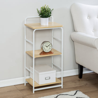 White/Natural 3-Tier Small Wood and Metal Shelf