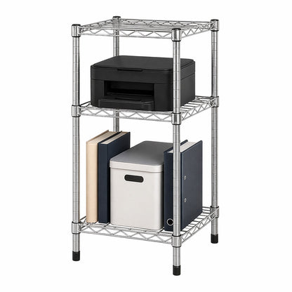 Chrome Small 3-Tier Adjustable Storage Shelving Unit