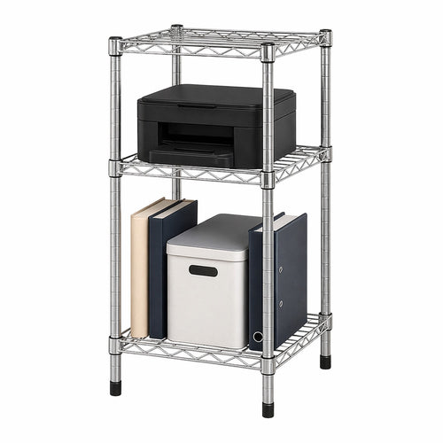 Chrome Small 3-Tier Adjustable Storage Shelving Unit