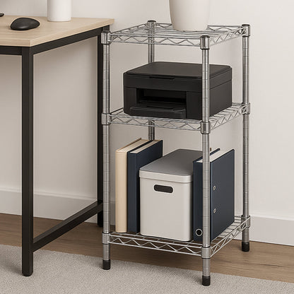 Chrome Small 3-Tier Adjustable Storage Shelving Unit