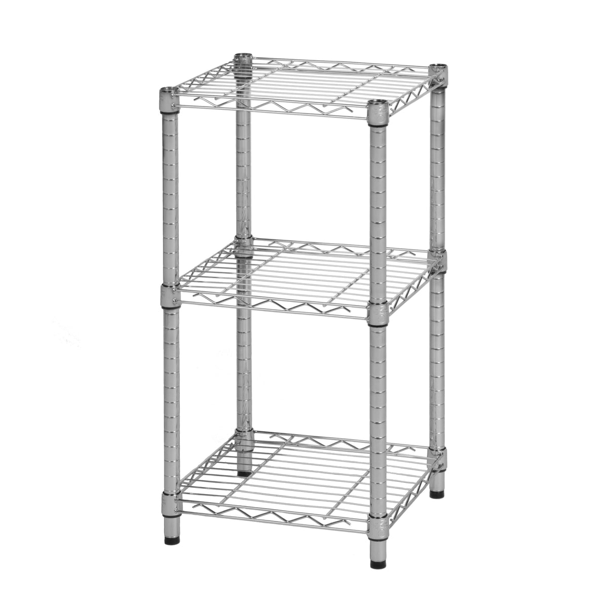 Chrome Small 3-Tier Adjustable Storage Shelving Unit