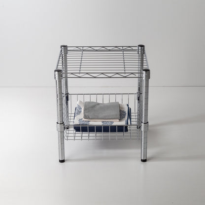 Chrome Small Wire Table with Basket