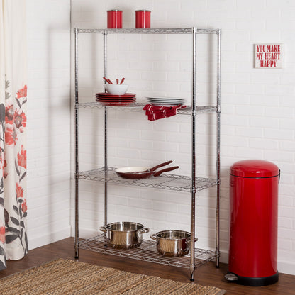 Chrome 4-Tier Heavy-Duty Shelving Unit with 200-lb Shelf Capacity