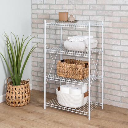 White Steel 4-Tier Storage Shelf