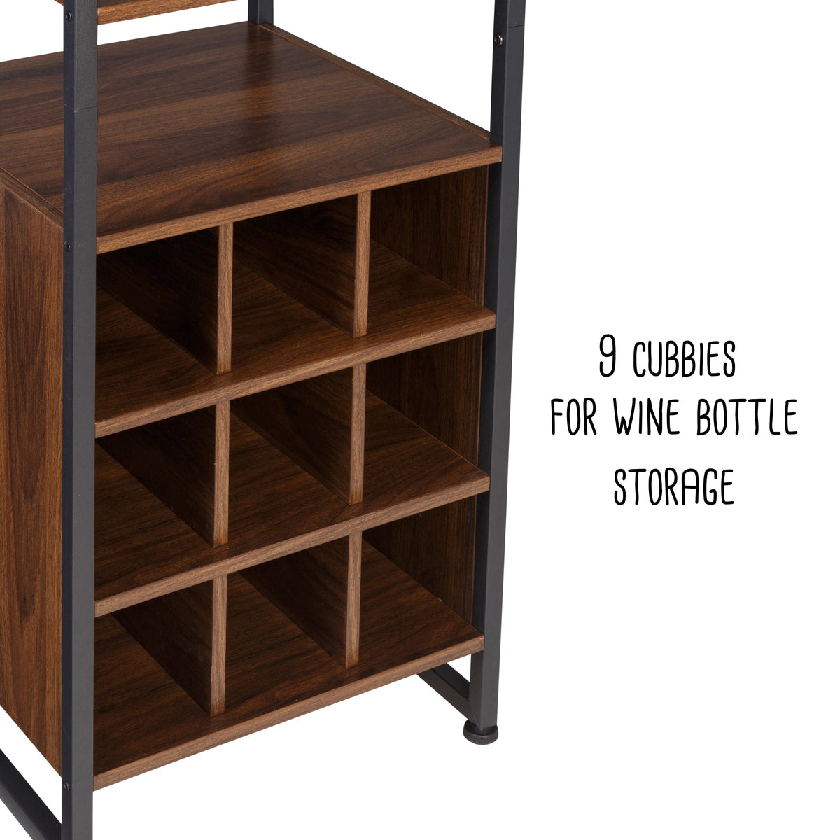 Black/Walnut Wine and Bar Storage Tower