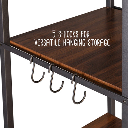 Black/Walnut Wine and Bar Storage Tower