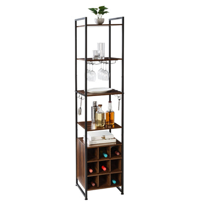Black/Walnut Wine and Bar Storage Tower