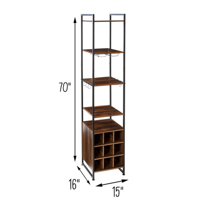 Black/Walnut Wine and Bar Storage Tower