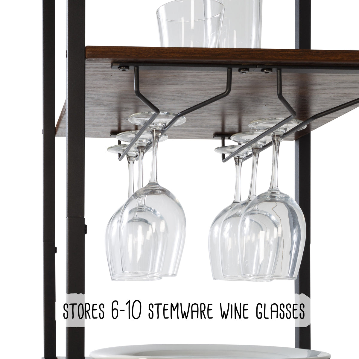 Black/Walnut Wine and Bar Storage Tower