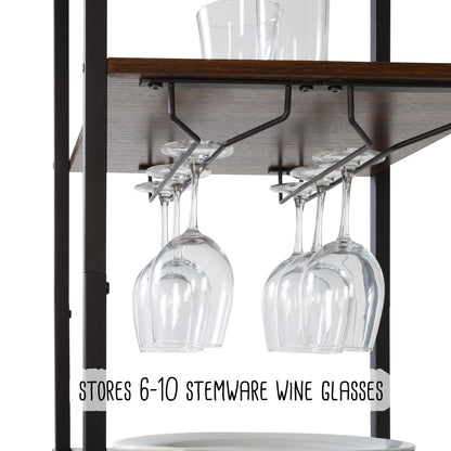 Black/Walnut Wine and Bar Storage Tower