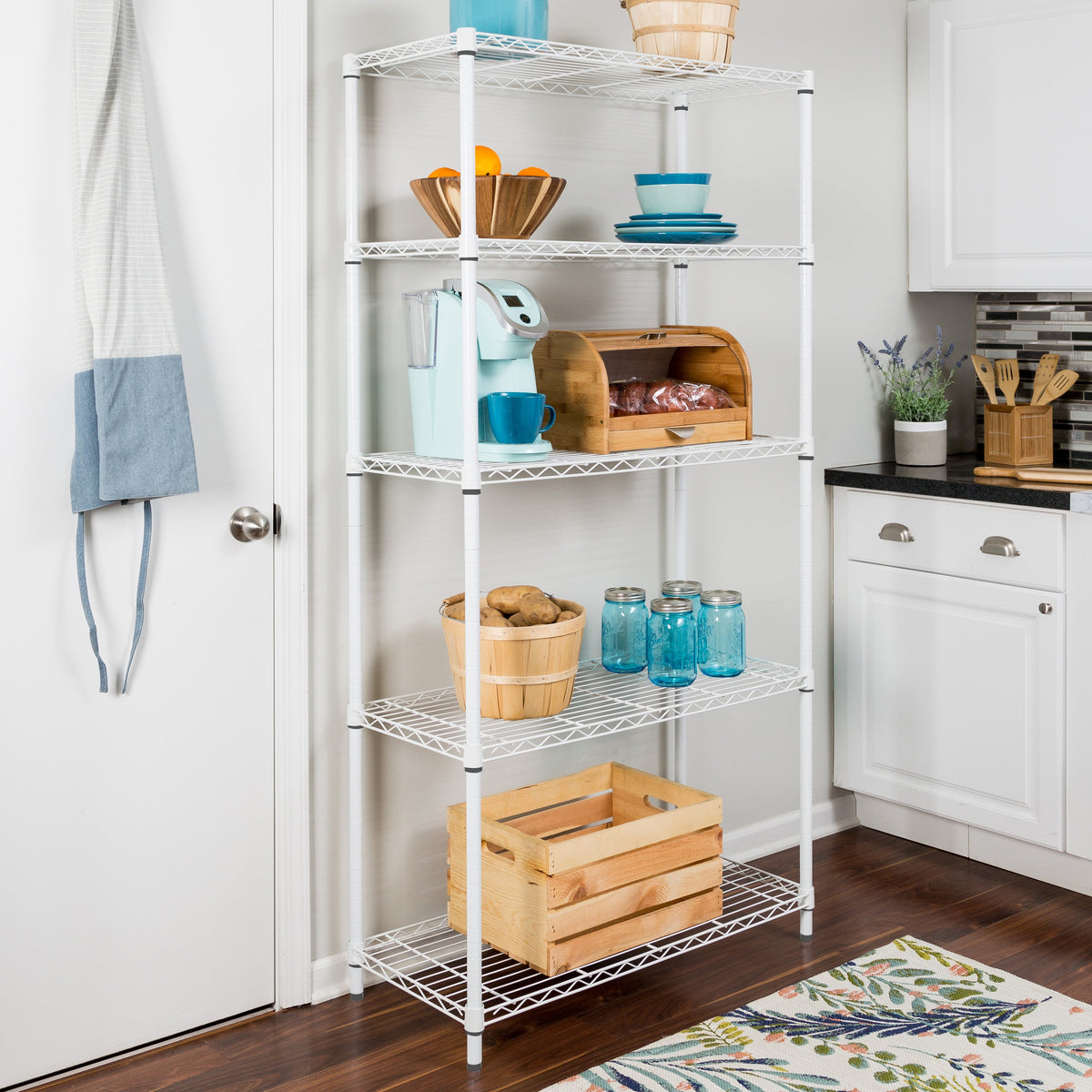 White 5-Tier Heavy-Duty Shelving Unit With 350-lb Shelf Capacity