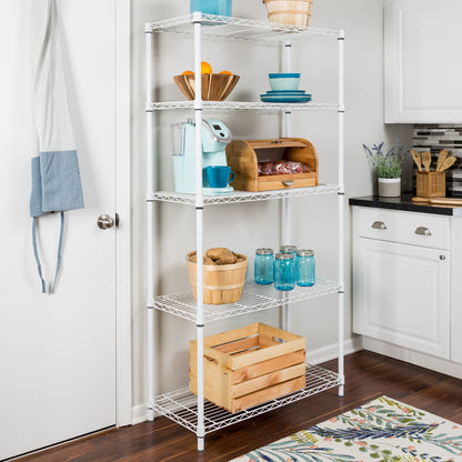 White 5-Tier Heavy-Duty Shelving Unit With 350-lb Shelf Capacity