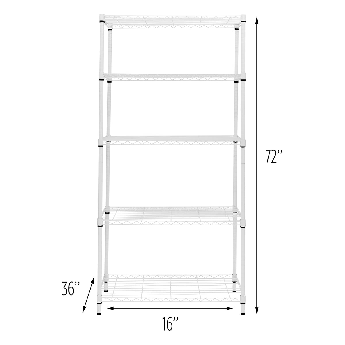 White 5-Tier Heavy-Duty Shelving Unit With 350-lb Shelf Capacity