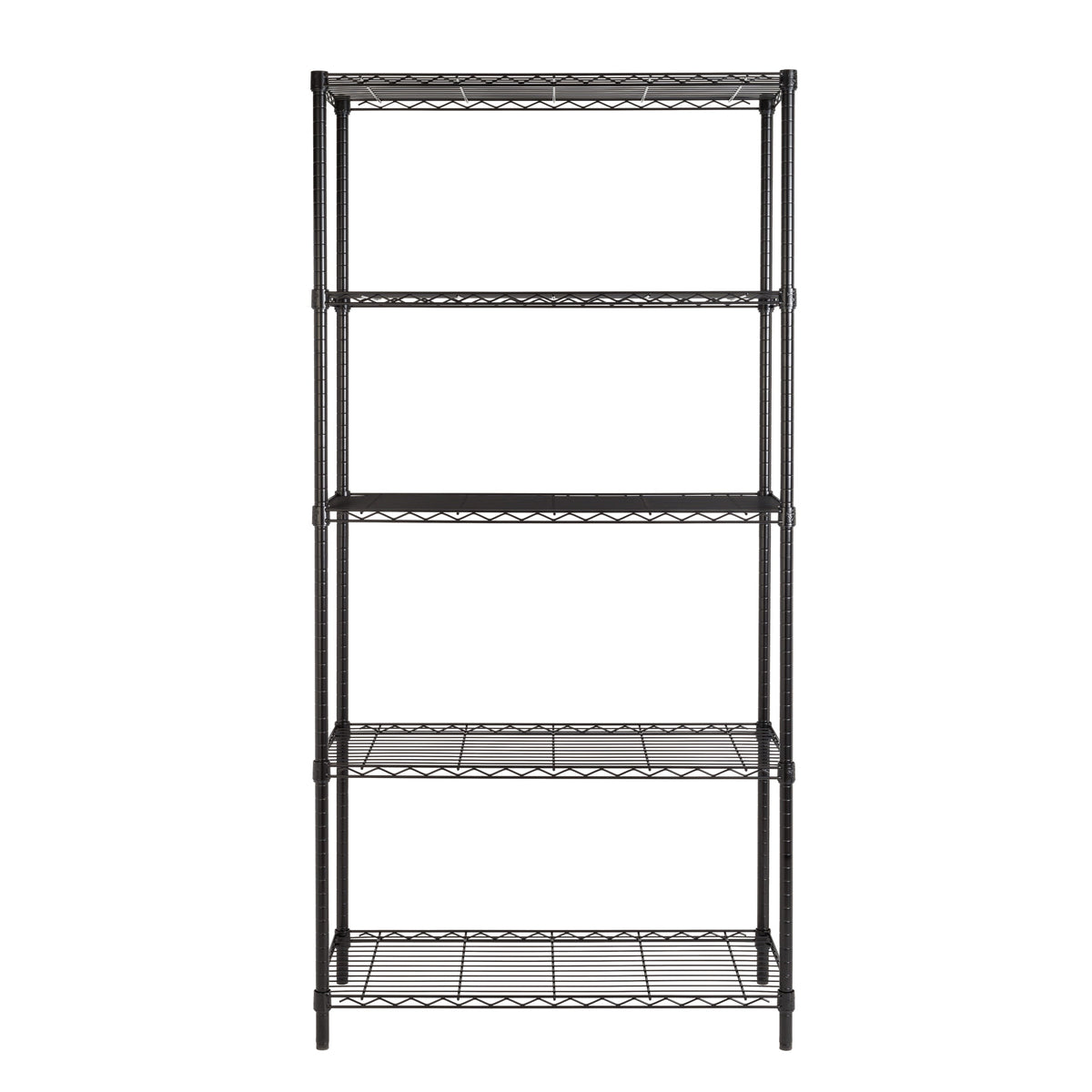 Black 5-Tier Adjustable Shelving Unit with 350-lb Shelf Capacity