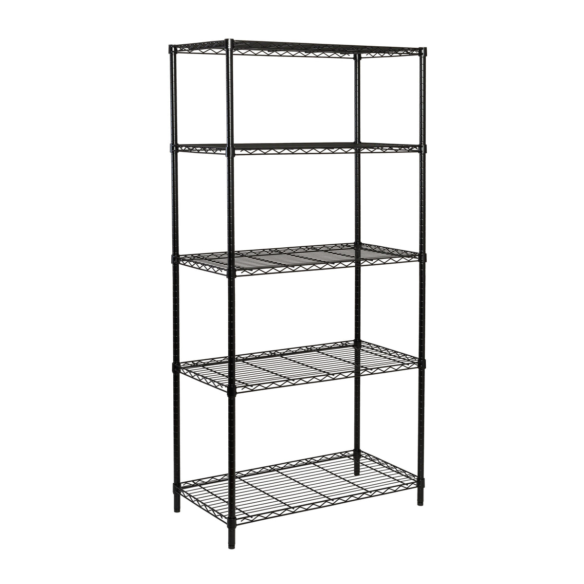 Black 5-Tier Adjustable Shelving Unit with 350-lb Shelf Capacity