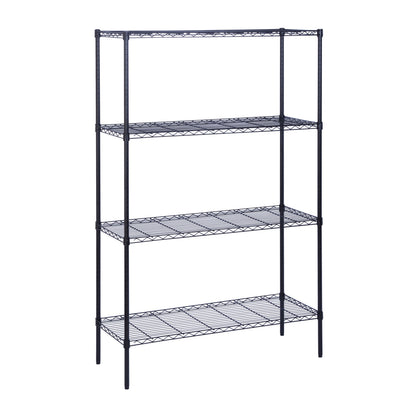 Black 4-Tier Heavy-Duty Shelving with 350-lb Shelf Weight Capacity