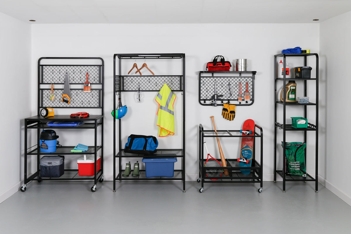 Black Steel Garage Multi-Purpose Rolling Storage Cart