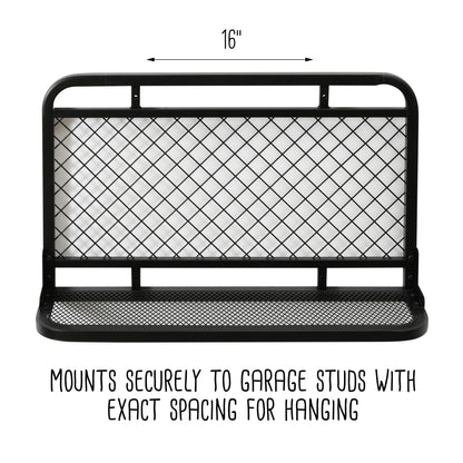 Black Steel Garage Grid Wall Shelf