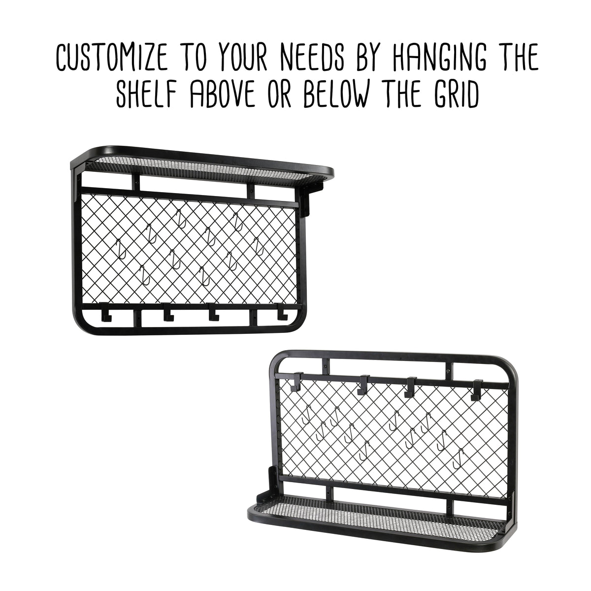 Black Steel Garage Grid Wall Shelf