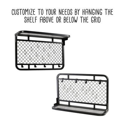 Black Steel Garage Grid Wall Shelf