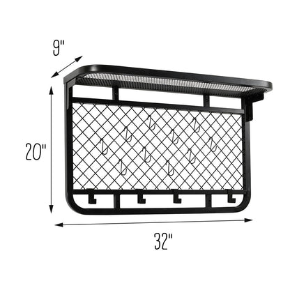 Black Steel Garage Grid Wall Shelf
