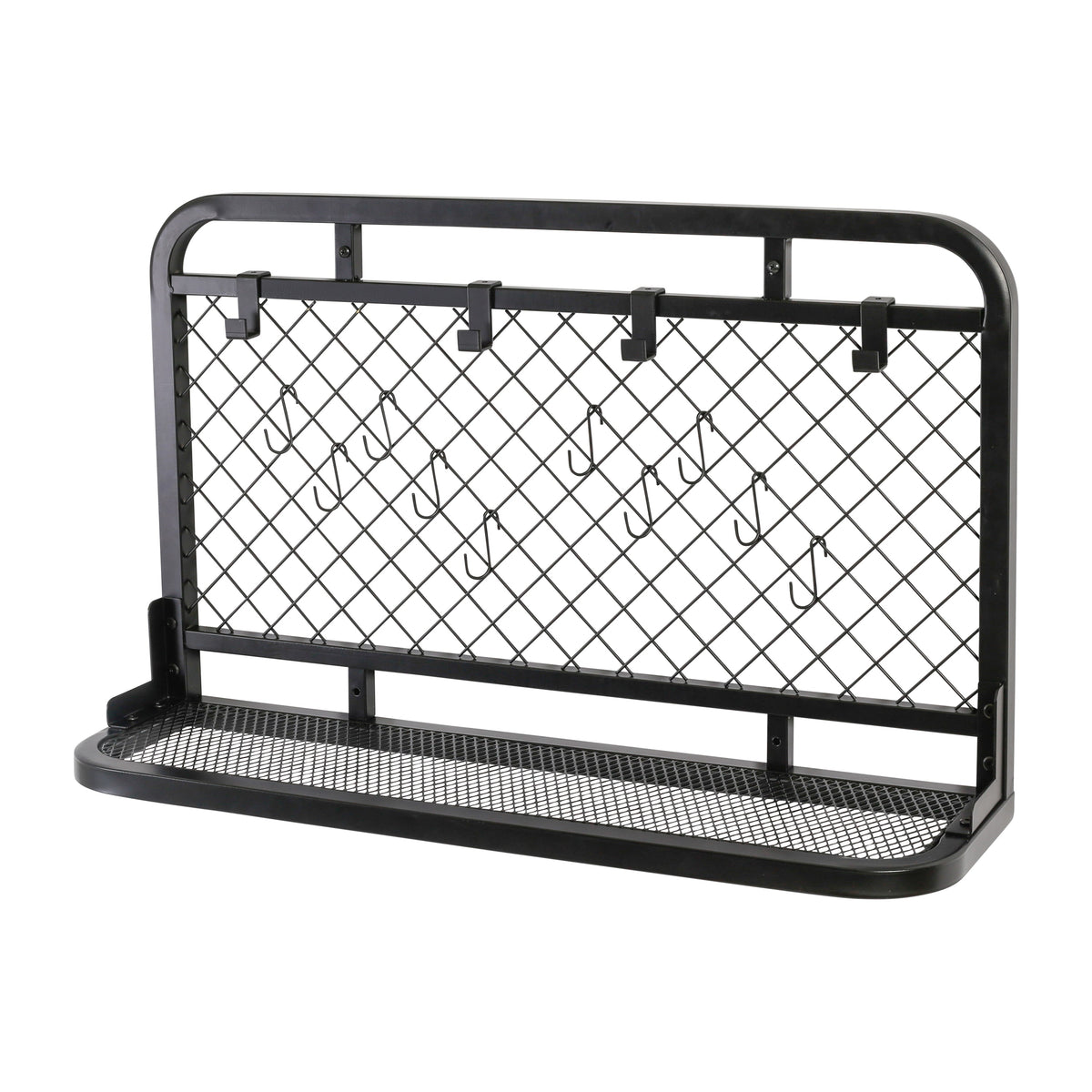 Black Steel Garage Grid Wall Shelf