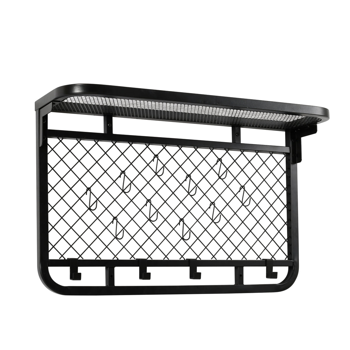 Black Steel Garage Grid Wall Shelf