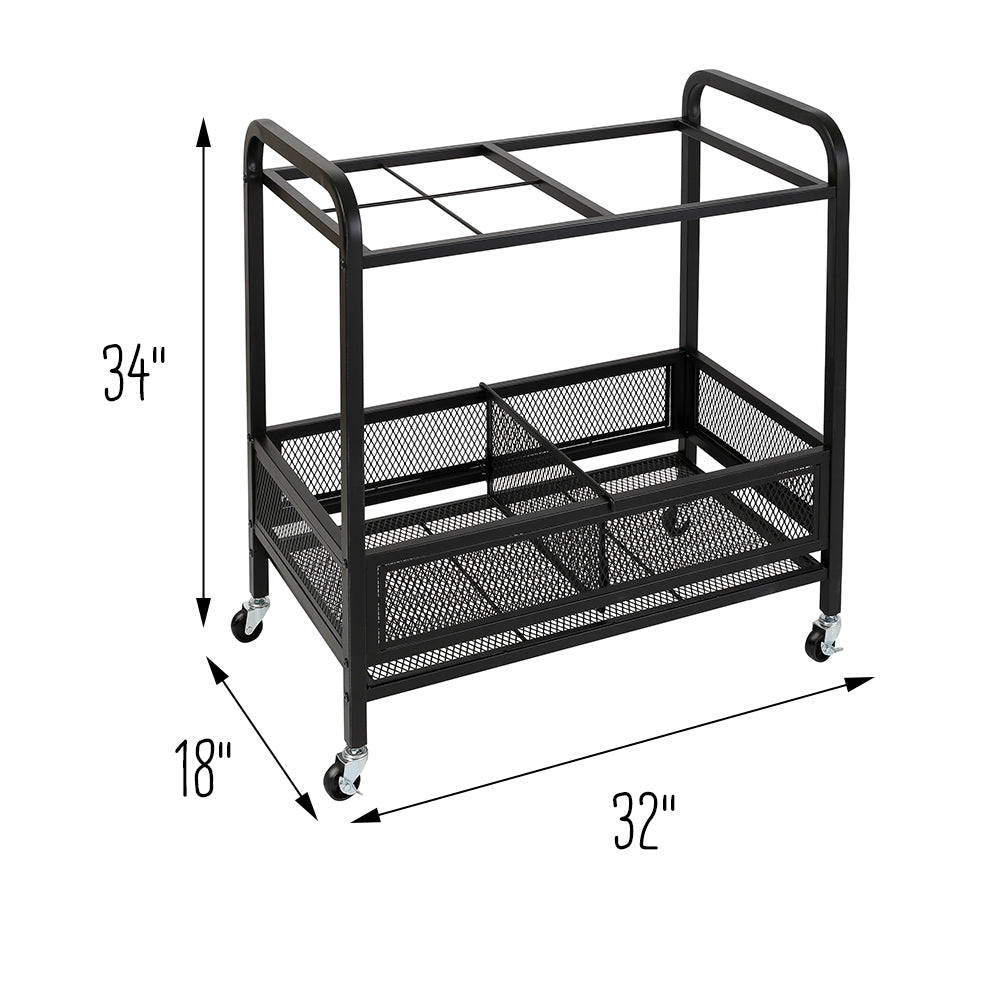 Black Steel Garage Multi-Purpose Rolling Storage Cart