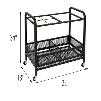 Black Steel Garage Multi-Purpose Rolling Storage Cart