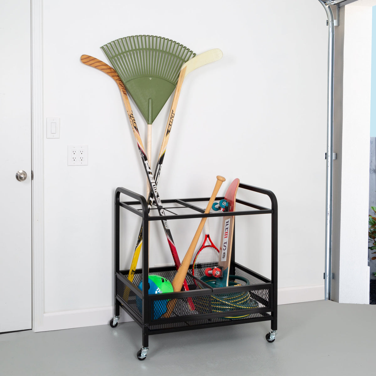 Black Steel Garage Multi-Purpose Rolling Storage Cart