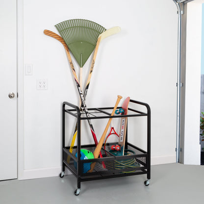 Black Steel Garage Multi-Purpose Rolling Storage Cart