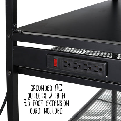 Black Steel Garage Workstation with Power Outlets