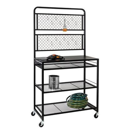 Black Steel Garage Workstation with Power Outlets