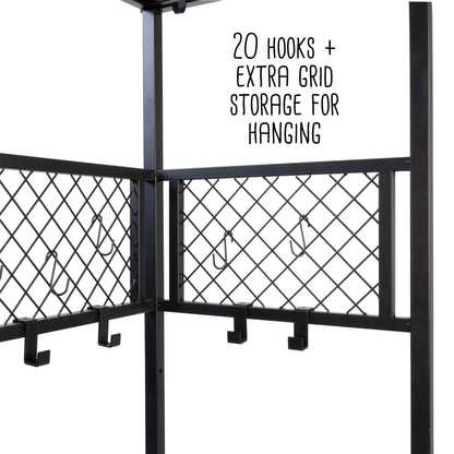 Black Steel Garage Entryway Storage Rack