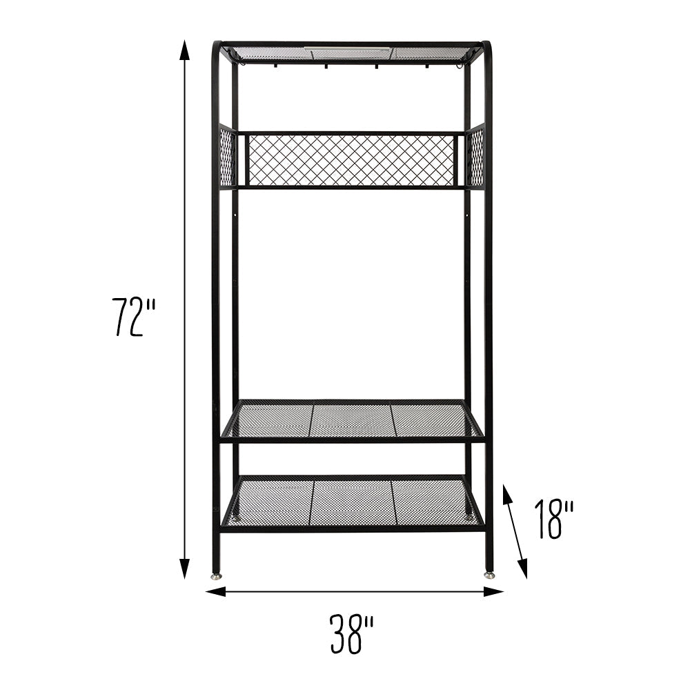 Black Steel Garage Entryway Storage Rack