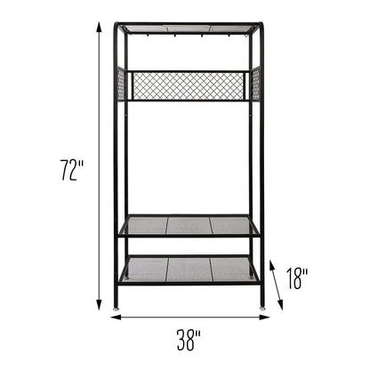 Black Steel Garage Entryway Storage Rack