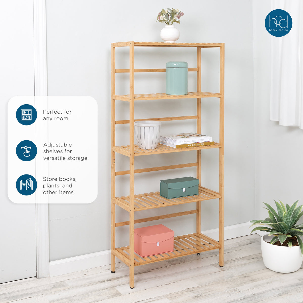 Natural 5-Tier Bamboo Bookshelf