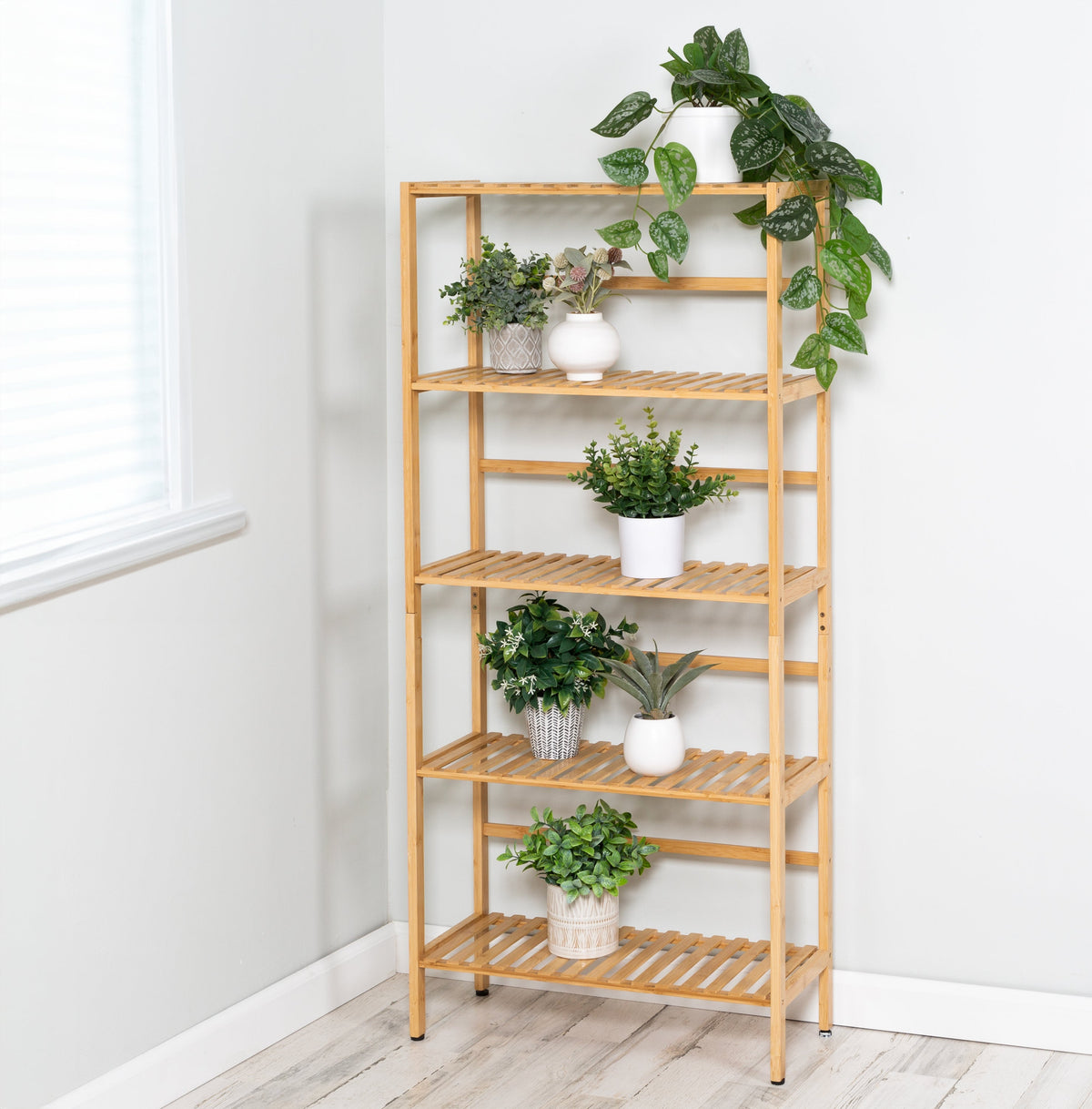 Natural 5-Tier Bamboo Bookshelf